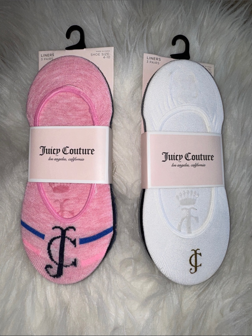 Juicy Couture Pink & White No-Show Liner Socks - Pack of 2